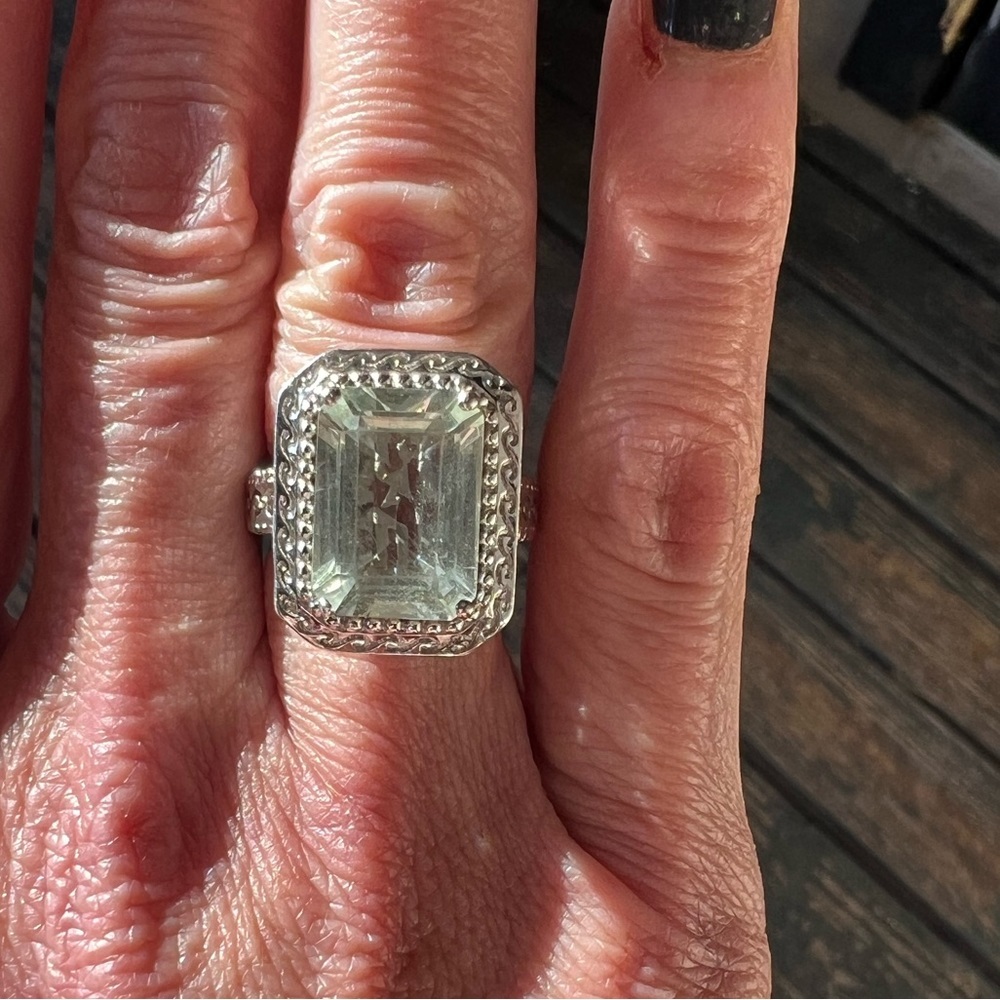 Rectangular Cut Quartz Sterling Silver Ring By Sa… - image 2